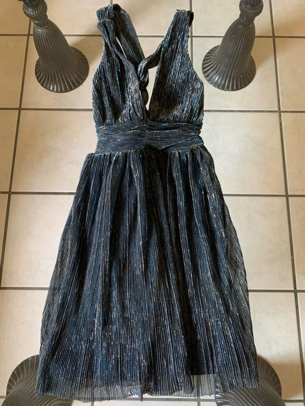 Metallic V‑Neck Mini Dress